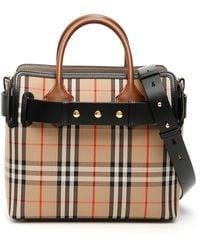 Burberry Small Vintage Check Triple Stud Tote Bag - Multicolour