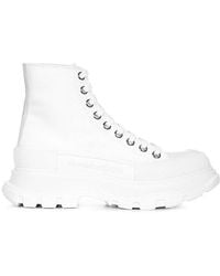 Alexander McQueen Round Toe Lace-up Boots - White