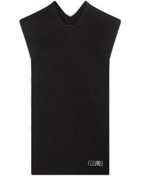 MM6 by Maison Martin Margiela - Black Cotton And Wool Blend Knitted Vest - Lyst