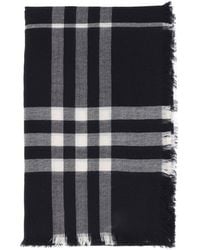 Burberry - Check Printed Frayed-edge Scarf - Lyst