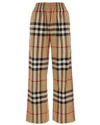 Burberry - Embroidered Cotton Wide-leg Pant - Lyst