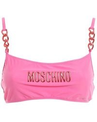 Moschino Logo-plaque Chain Detail Bikini Top - Pink