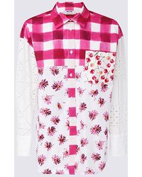MSGM - White And Pink Cotton Shirt - Lyst