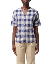 Woolrich - Checked V-neck Short-sleeved Shirt - Lyst