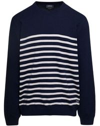 A.P.C. - Mattew Striped Crewneck Knitted Sweatshirt - Lyst