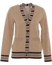 Burberry Icon Stripe V-neck Cardigan - Natural