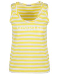 Moncler - Logo Printed Scoopneck Striped Tank Top - Lyst