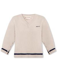 Marni - Logo Embroidered V-neck Knitted Top - Lyst