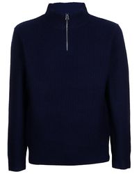 A.P.C. - High Neck Ribbed Knitted Jumper - Lyst