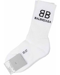 Balenciaga Logo Intarsia-knit Tennis Socks - White