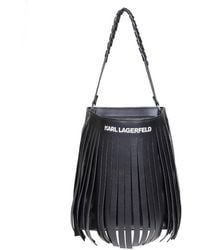 Karl Lagerfeld - Hobo Bag With Fringes Color - Lyst