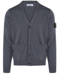 Stone Island - Compass Patch V-Neck Cardigan - Lyst