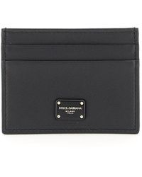 Dolce & Gabbana Leather Card Holder With Logo Plaque - Black