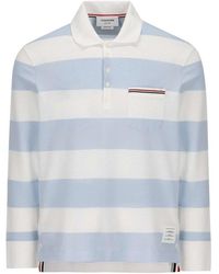 Thom Browne - Striped Long-sleeved Polo Shirt - Lyst