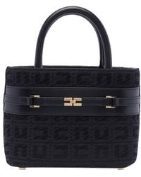 Elisabetta Franchi - Horsebit Detailed Jacquard Small Shopper Bag - Lyst