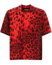 Aries Leopard Printed Short-sleeved Shirt - Red