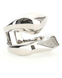 Alexander McQueen Double Band Open Designed Ring - Metallic