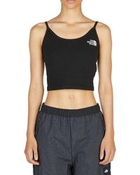 The North Face - Logo Embroidered Cropped Tank Top - Lyst