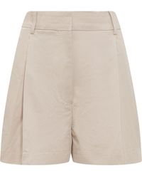 Tommy Hilfiger Crest High Rise Pleated Shorts - Natural