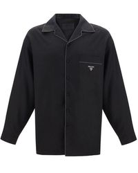 Prada - Contrasting-trim Button-up Shirt - Lyst