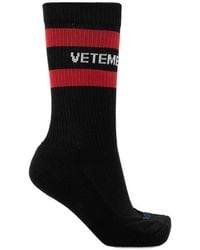 Vetements - Logo Intarsia Striped Socks - Lyst