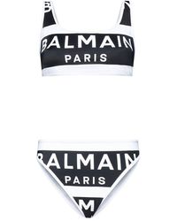 Balmain Logo Print Bikini - Black