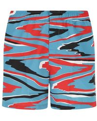 Blue for Men Missoni Synthetic Nylon Multicolor Zig-zag Swim Suit in Red Mens Clothing Beachwear Boardshorts and swim shorts 
