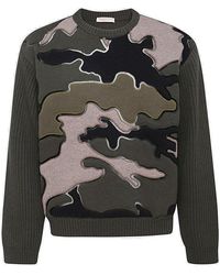 Valentino - Camouflage Open Cuts Embroidered Crewneck Jumper - Lyst