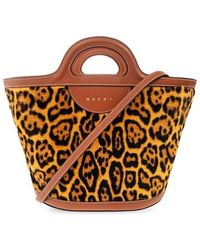 Marni - Tropicalia Leopard Printed Open Top Bucket Bag - Lyst
