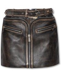 Versace - Black Leather Skirt - Lyst