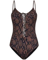 Fisico - Graphic-printed One-piece Lace-up Swimsuit - Lyst