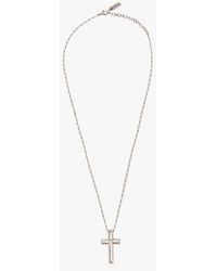 Saint Laurent Cross-pendant Chain-linked Necklace - White