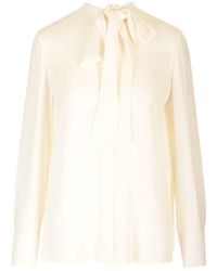 Valentino - Bow-detailed Long-sleeved Shirt - Lyst