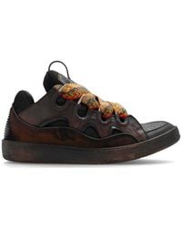 Lanvin - Men Leather Curb Sneakers - Lyst