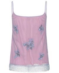 Blumarine - Floral Embellished Fringed Tank Top - Lyst