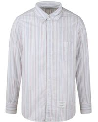 Thom Browne - University-striped Long-sleeved Buttoned Shirt - Lyst