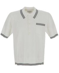 Thom Browne - Stripe Detailed Knitted Polo Shirt - Lyst