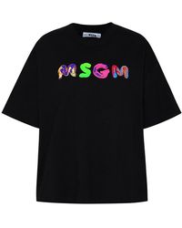 MSGM T-shirt In Cotone Nera - Black
