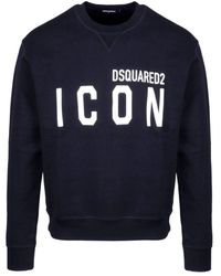 DSquared² Icon Print Crewneck Sweatshirt - Blue