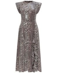 Ganni - Sequin Dress With Animal Print - Lyst