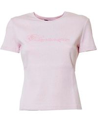 Blumarine - Logo Embroidered Crewneck Knitted T-shirt - Lyst