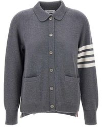 Thom Browne - 4-bar Stripe Detailed Buttoned Cardigan - Lyst
