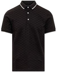 Emporio Armani Logo-jacquard Regular-fit Cotton Polo Shirt - Black