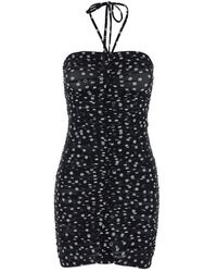 Dolce & Gabbana - Polka-dot Printed Draped Mini Tulle Dress - Lyst
