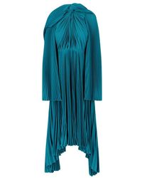 Balenciaga Knotted Drape Dress in Blue | Lyst