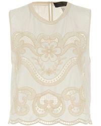 Twinset - Openwork Embroidered Sleeveless Top - Lyst