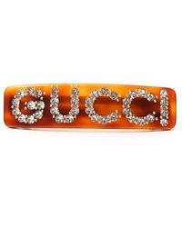 Gucci - Logo Crystal Embellished Hair Clip - Lyst