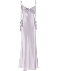 Self-Portrait - 'Lilac Satin Flower Maxi' Dress - Lyst