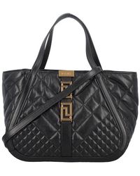 Versace - Small Tote Quilted Leather - Lyst