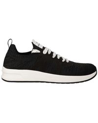 Armani Exchange - Logo-lacquard Lace-up Knitted Sneakers - Lyst